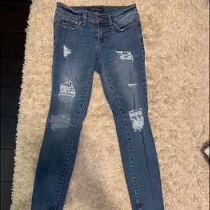 Low rise dark blue jeans